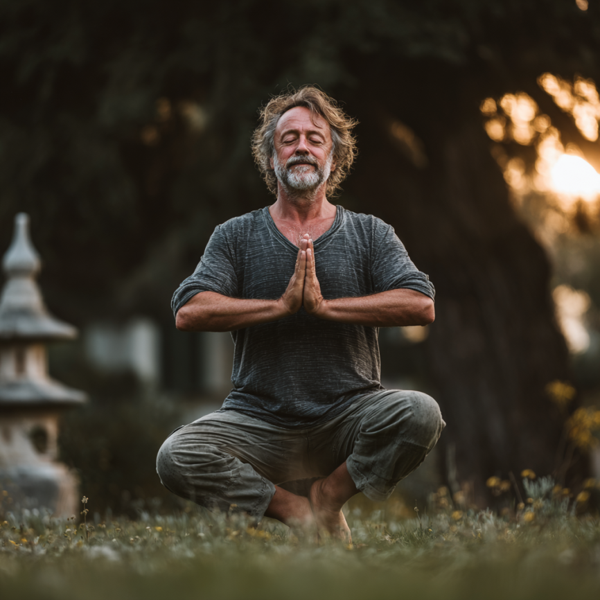 Instructor FlowStudio ghidând o clasă de yoga pentru seniori